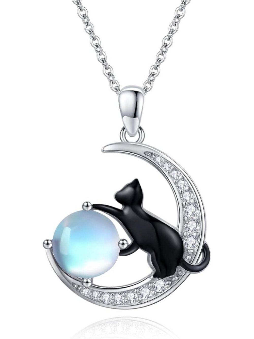 925 Sterling Silver Animal Pendant Necklace for Women - Unique Stone Jewelry